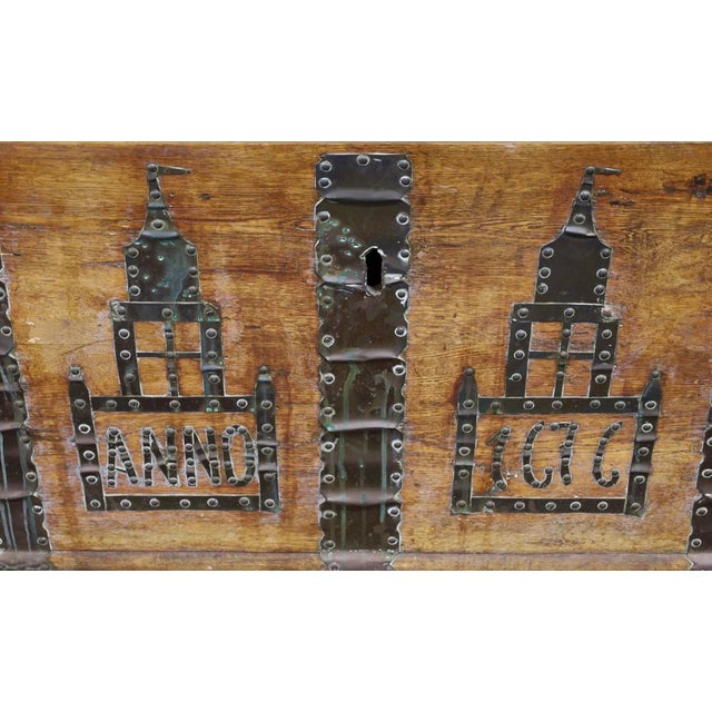 Antique 17th C Spanish Colonial Rustic European Hope Chest Trunk.