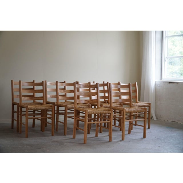 Brown Mid-Century Danish Dining Chairs in Pine & Seagrass Seats, 1960s, Set of 10 For Sale - Image 8 of 18