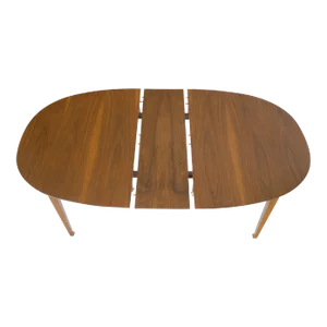 Oval Walnut Square Tapered Legs Mid Century Modern Dining Conference Table