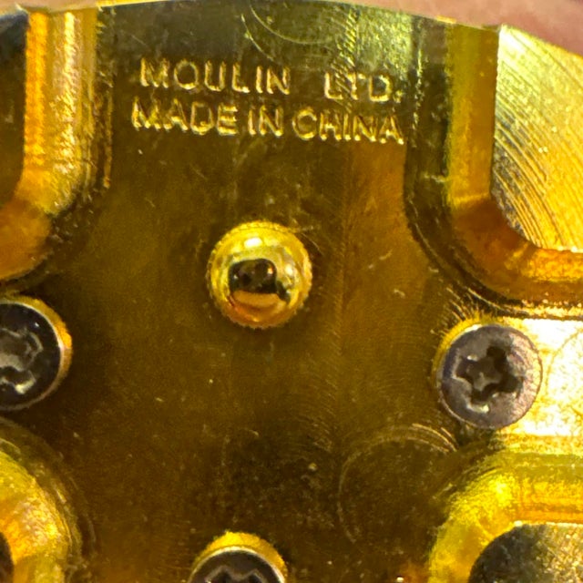 Brass VTG Moulin LTD Miniature Brass Carriage Clock Gold Tone Japan Movt Quartz Mantel For Sale - Image 8 of 11