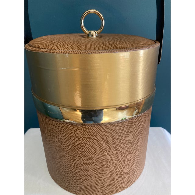 Georges Briard Mid 20th Century Georges Briard Mid-Century Ice Bucket With Faux Leather For Sale - Image 4 of 12
