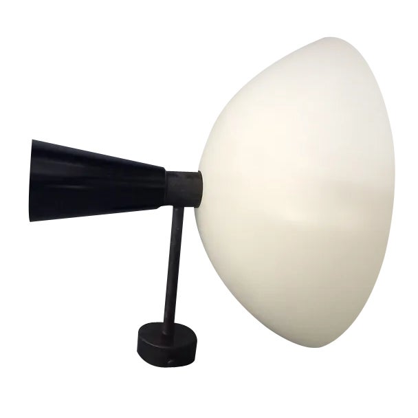 Vintage Wall Light in Black and White with Burnished Brass, 2000s For Sale