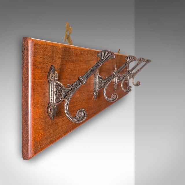 Antique Coat Rack, English, Cloakroom, Reception Hall, Mounted Hooks, Victorian For Sale - Image 4 of 8