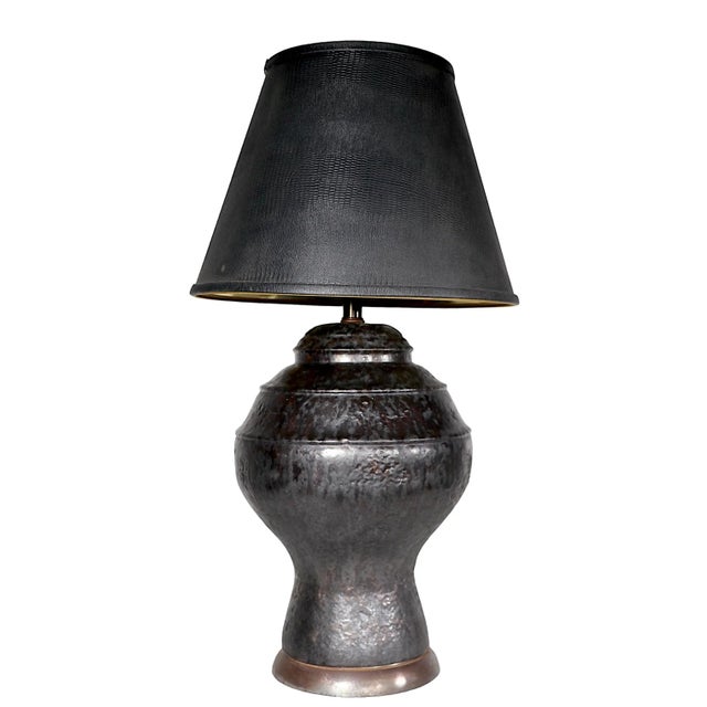 Brutalist Pottery Table Lamp Base C 1970's For Sale - Image 10 of 12
