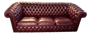 English Chesterfield Sofa in Burgundy Leather, 1980