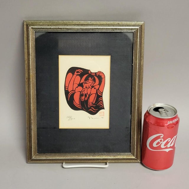 A striking Japanese avant-garde erotic woodblock print, signed and dated 1974, and issued in a limited edition of 500....