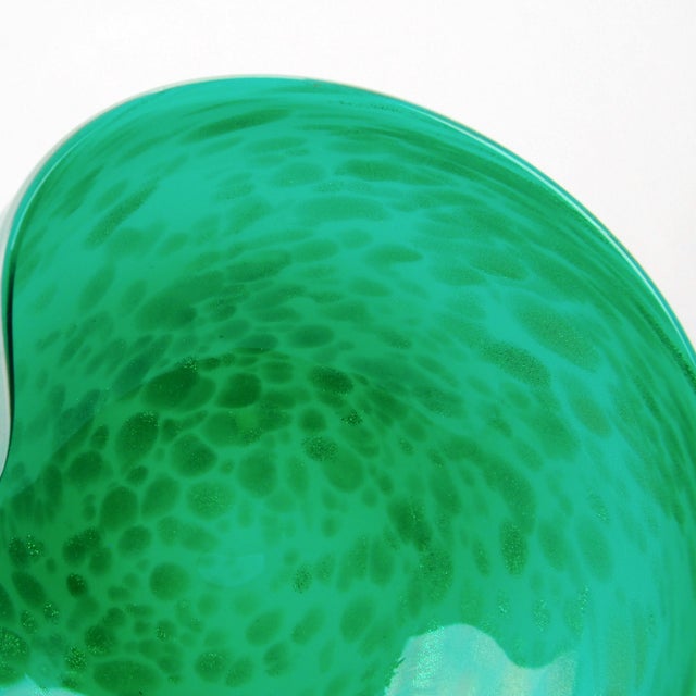 Mid 20th Century Mid Century Murano Green Glass Bowl or Ashtray Gold Flecking For Sale - Image 5 of 7