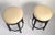 2000 - 2009 Pair, Vintage Swivel 24 Inch Kitchen Stools Black Wood Tan-Beige Faux Leather Seats For Sale - Image 5 of 16