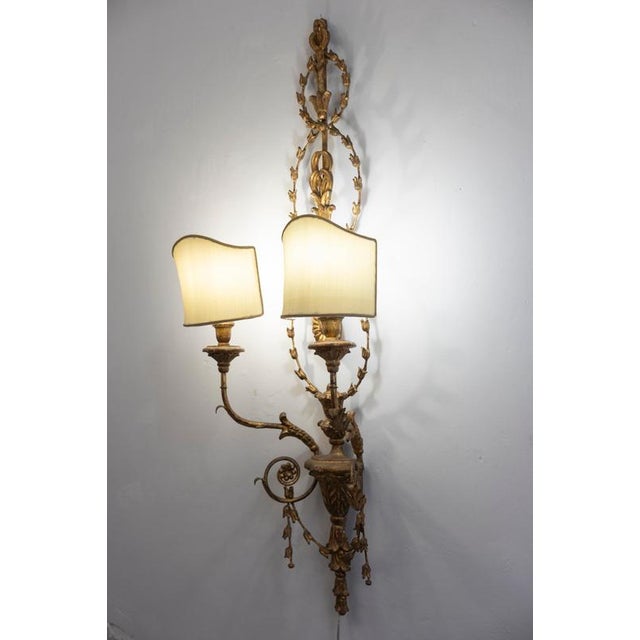 19th Century Italian Gilt-Wood Wall Lights Roma, 1840, Set of 2 For Sale - Image 11 of 14