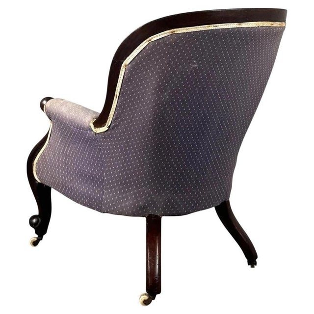 Wood Antique Mahogany Button Back Chair, 1800s For Sale - Image 7 of 12
