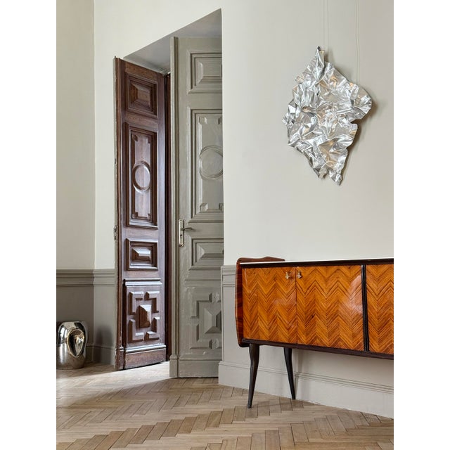 Vintage Italian Sideboard in Chevron Wood Veneer For Sale - Image 11 of 12