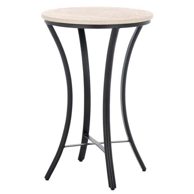 Saxony Travertine Side Table in Beige / Black For Sale In Philadelphia - Image 6 of 8