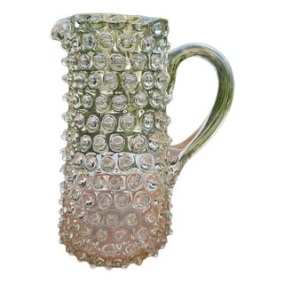 19th Century Glass Pitcher with White For Sale