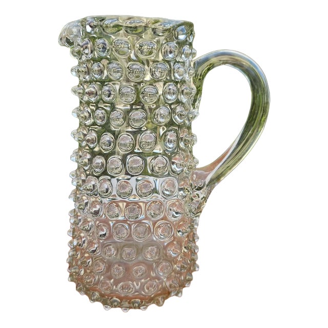 19th Century Glass Pitcher with White For Sale