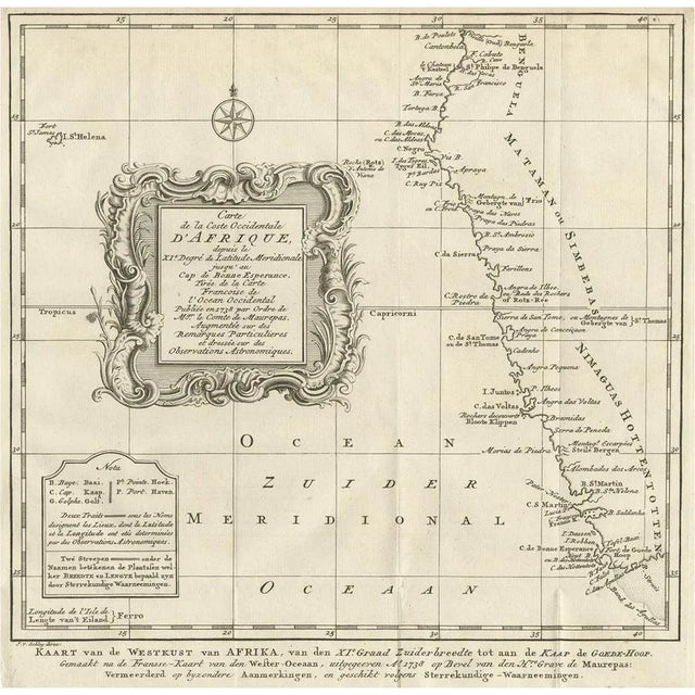 Dutch Antique Map of the West Coast of Africa, 1747 For Sale