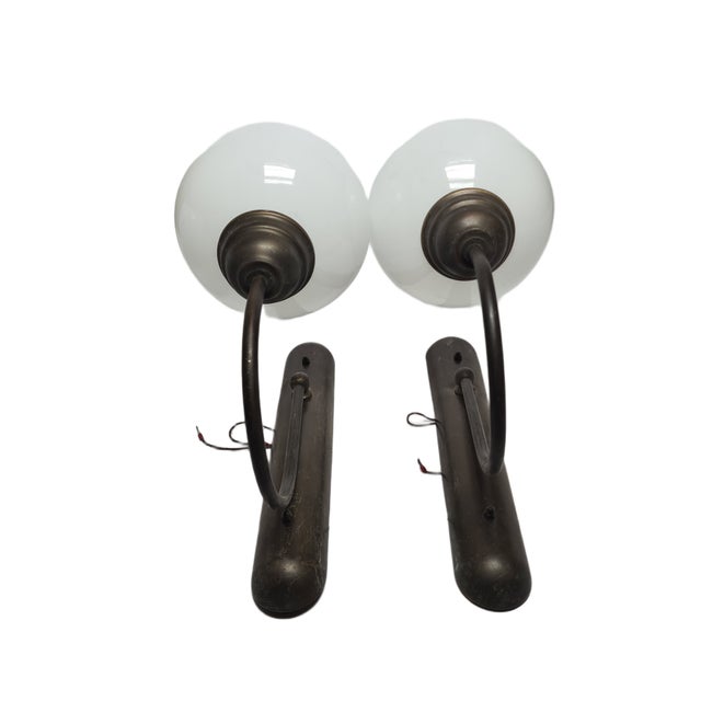 Metal Vintage Art Deco Wall Lamps, Poland, 1950s, Set of 2 For Sale - Image 7 of 9