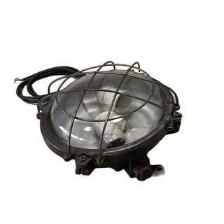 Vintage Industrial Round Ceiling Lamp in Cast Iron, 1950 For Sale