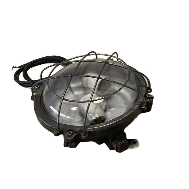Vintage Industrial Round Ceiling Lamp in Cast Iron, 1950 For Sale