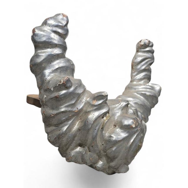 Antique 19th-Century Cloud-Shaped Carved and Silvered Wooden Pedestal For Sale - Image 9 of 12