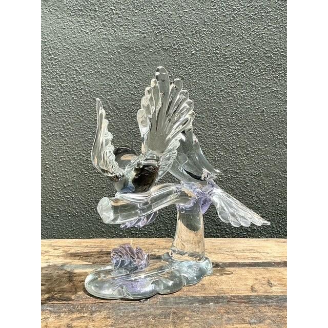 Late 20th Century Vintage Italian Glass Lovebirds After Murano For Sale - Image 5 of 12