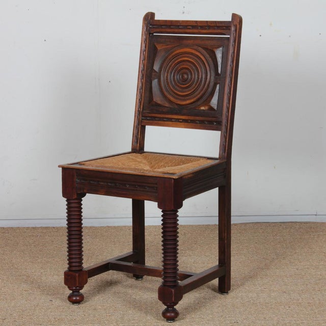 1940s French Straw-Seated Chairs in Wood, 1940, Set of 6 For Sale - Image 5 of 11