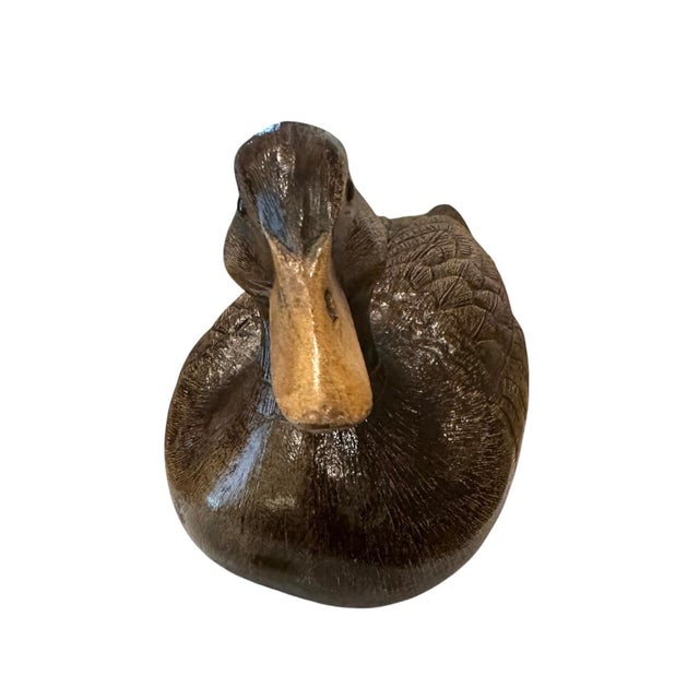 Vintage Hand Carved Wood Duck Decoy Figure / Statue / Object With Amber Eyes For Sale In Dallas - Image 6 of 9
