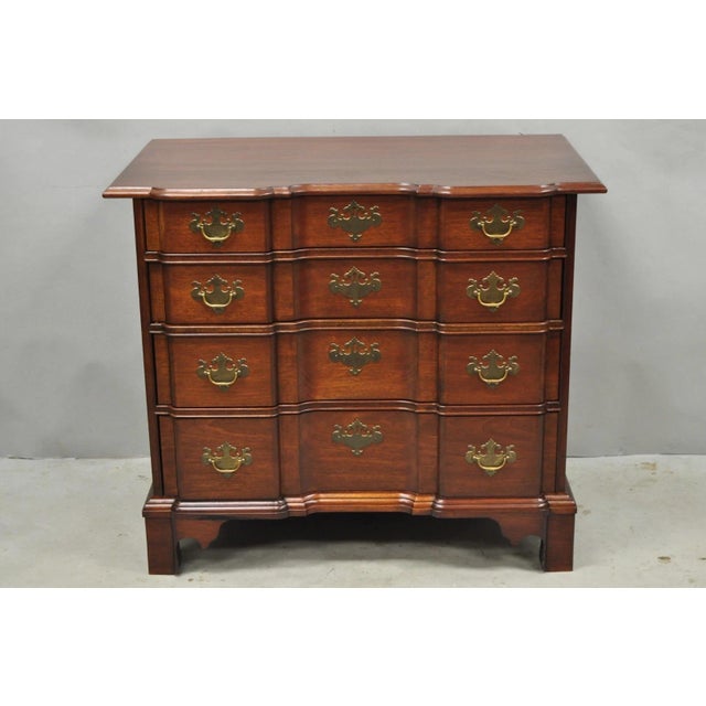Vintage Chippendale Style Solid Mahogany Block Front Bachelor Chest of Drawers For Sale - Image 18 of 18