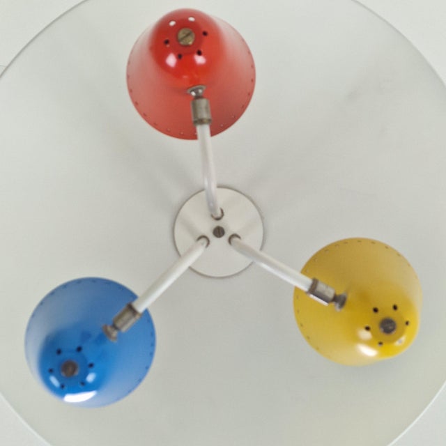 Mid-Century Zonneserie Three-Light Pendant attributed to H. Busquet for Hala Zeist, 1950s For Sale - Image 15 of 16