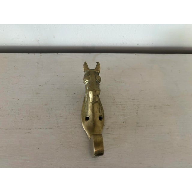 English Vintage English Brass Horse Hook For Sale - Image 3 of 5