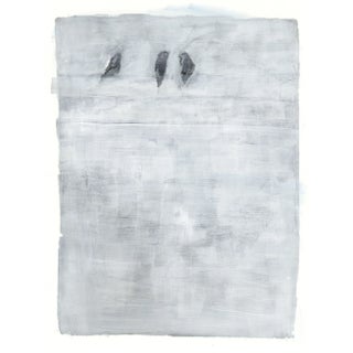Birds on a Wire 18*24r Original Abstract Painting Reproduction by Carrie Bergey, Grey Blue White For Sale