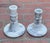 A beautiful pair of vintage solid marble candlestick holders featuring striking natural gray veining against a crisp white...