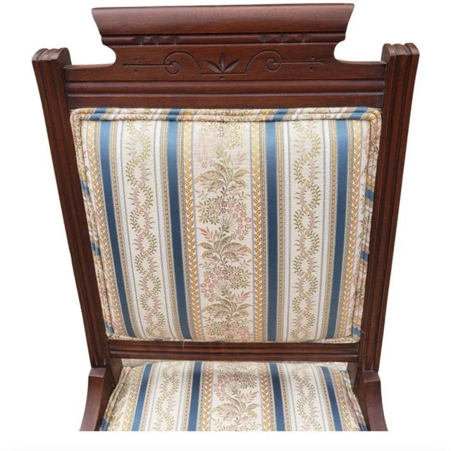 Victorian Antique Victorian Striped Upholstered Chairs, Circa 1890s For Sale - Image 3 of 9