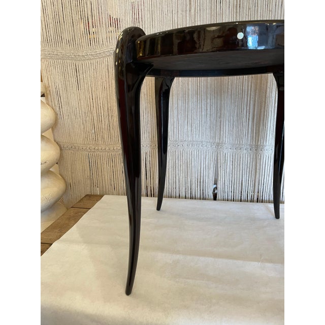 Art Deco High Lacquered Macassar and Mother of Pearl Side Table by Leon Jallot For Sale In Miami - Image 6 of 18