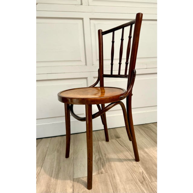 Antique Vienna Secession Bentwood Chair Attributed to Mundus With Floral Art Nouveau Seat For Sale - Image 12 of 16