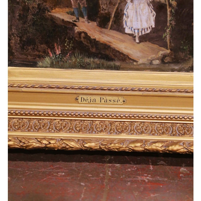 Pair of 19th Century French Pendant Genre Paintings on Board in Carved Frames For Sale - Image 11 of 15