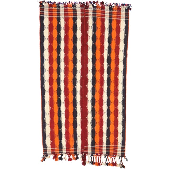 Late 20th Century Vintage Persian Striped Kilim Rug, 04'10 X 08'04 For Sale - Image 9 of 9