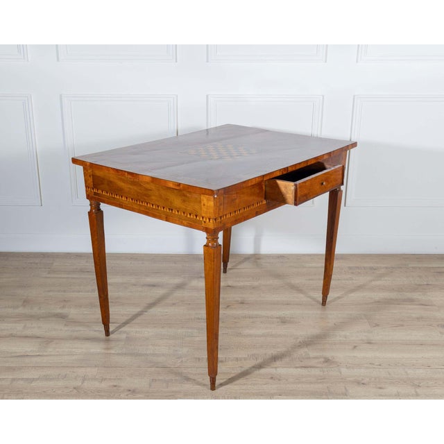 Wood Louis XVI Writing Desk in Walnut, Cherrywood, and Marquetry, Italy, 18th Century For Sale - Image 7 of 9