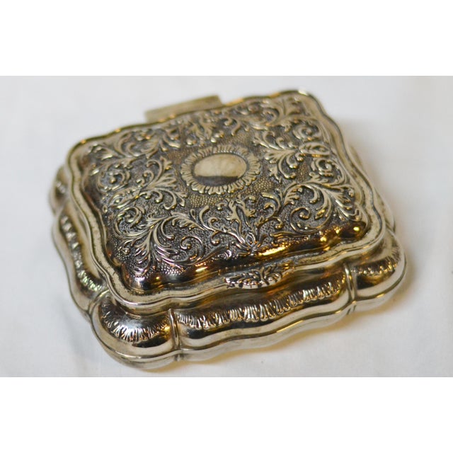 Victorian Silver Plated Velvet Lined Jewelry Box For Sale - Image 9 of 13