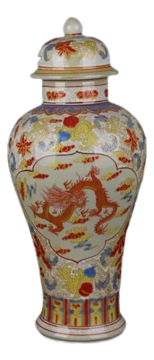 Antique Chinese Ceramic Pot Qianlong Marked Famille Rose Porcelain Ginger Jar Hand Painted Dragon Pattern
