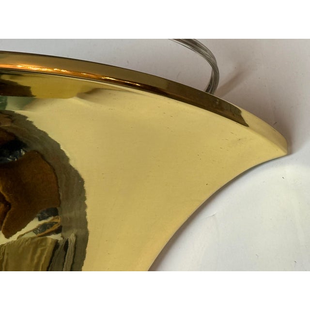 1980s 1980s Karl Springer Purcell Brass + Aqua Glass Sconces, Pair For Sale - Image 5 of 12