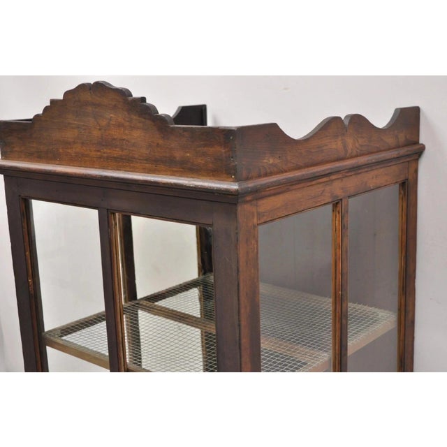 Wood Antique Wood & Glass Counter Top Display County Store Pie Safe Retail Cabinet For Sale - Image 7 of 11