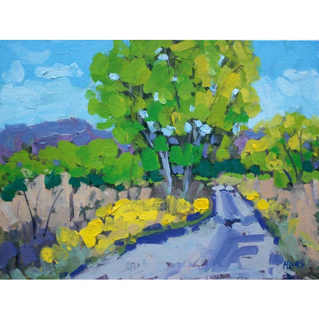 Rabbit Brush and Cottonwoods, (Expressionist Landscape) For Sale