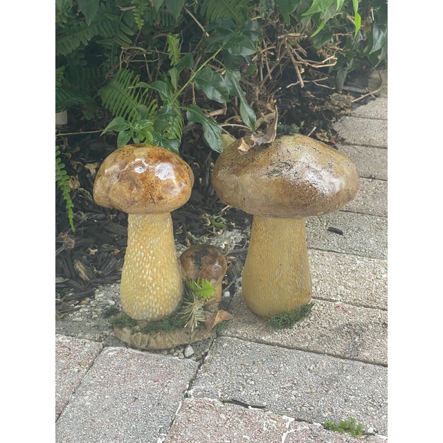Contemporary 1960s Two Boletus Mushrooms Garden Concrete Ornaments, 2 Pieces For Sale - Image 3 of 6
