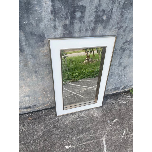 1970s Lacquered Wood and Brass Mirror 16 by 24” For Sale - Image 4 of 8