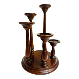 Vintage Mid Century Teak 5 Graduated Tiers Candleholder For Sale