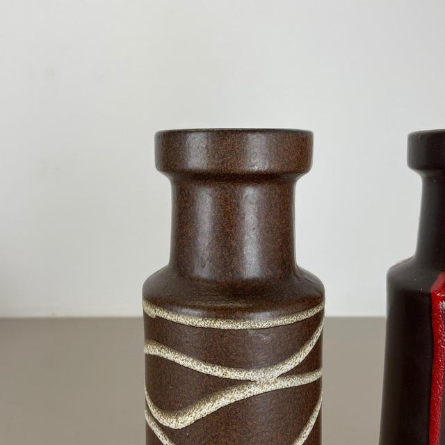 Brown Fat Lava Pottery Vases from Scheurich, Germany, 1970s, Set of 2 For Sale - Image 8 of 18