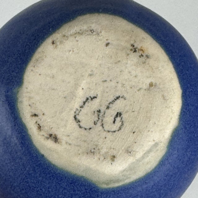 Vintage Signed Ceramic Vases in Two Shades of Purple Blue- Set of 3 For Sale - Image 9 of 11