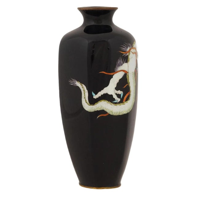 Antique Japanese Cloisonne Enamel Green Dragon Vase Meiji Period For Sale In New York - Image 6 of 6