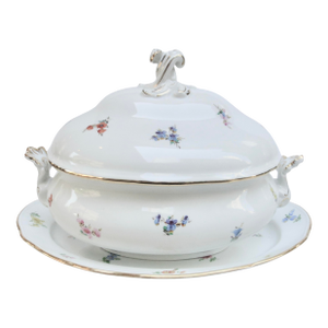 Meissen Tureen Set Scattered Flowers Pattern --2 Pieces