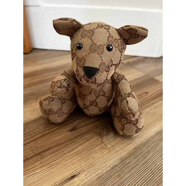 Gucci Style Gg Monogram Canvas Teddy Bear For Sale - Image 4 of 8